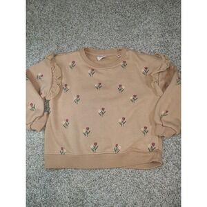 Zara Girls Ruffle-Shoulder Sweatshirt Crewneck size 3-4 years